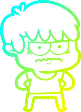 Bir insan tarafından çizilmiş soğuk gradyan çizgi film karakteri.