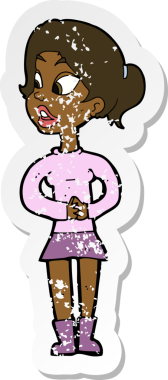 Bir insan tarafından çizilmiş karikatür kızına ait gerilimli bir çıkartma.