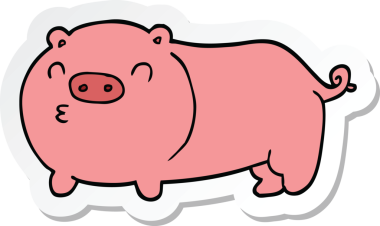 Bir insan tarafından çizilmiş bir domuzun çıkartması.