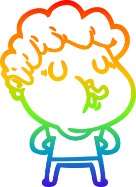 Gökkuşağı gradyan çizgi çizimi bir insan tarafından çizilen bir karikatür adamın