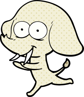 Bir insan tarafından çizilmiş mutlu bir fil.