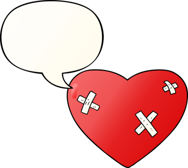 Karikatür, bir insan tarafından çizilmiş konuşma baloncuğuyla çarpılmış bir kalp.
