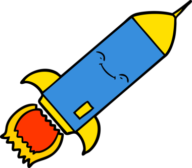 bir insan tarafından çizilmiş çizgi film roketi