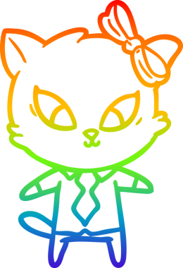 gökkuşağı gradyanı çizimi bir insan tarafından çizilmiş çizgi film kedisi