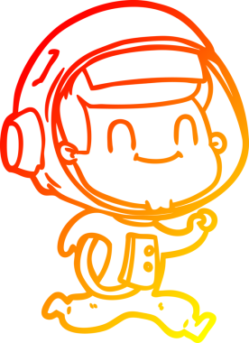 Bir insan tarafından çizilmiş mutlu bir astronotun sıcak çizgi çizimi