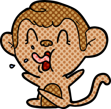 Bir insan tarafından çizilmiş çılgın çizgi film maymunu