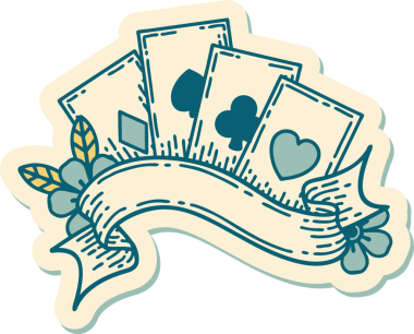 Geleneksel kart stili ve bir insan tarafından çizilmiş dövme çıkartması.