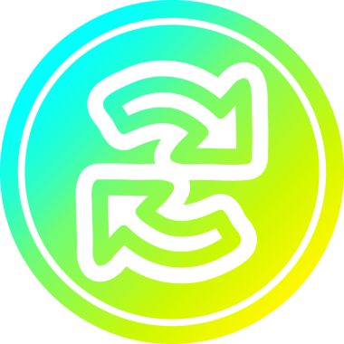 Bir insan tarafından çizilmiş havalı gradyan bitiş ile ok dairesel simgesi geri dönüşümü