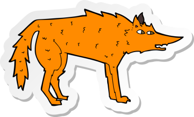 Bir insan tarafından çizilmiş bir tilkinin çıkartması.