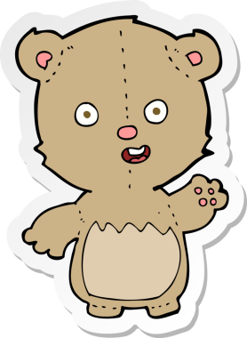 Bir insan tarafından çizilmiş oyuncak ayının çıkartması.