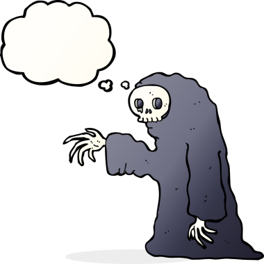 Bir insan tarafından çizilmiş düşünce baloncuklu tuhaf cadılar bayramı kostümü.