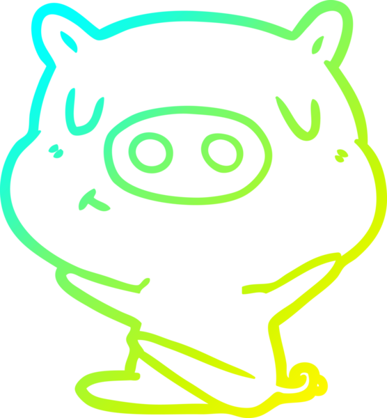 Bir insan tarafından çizilen çizgi film içerikli bir domuzun soğuk çizgi çizimi