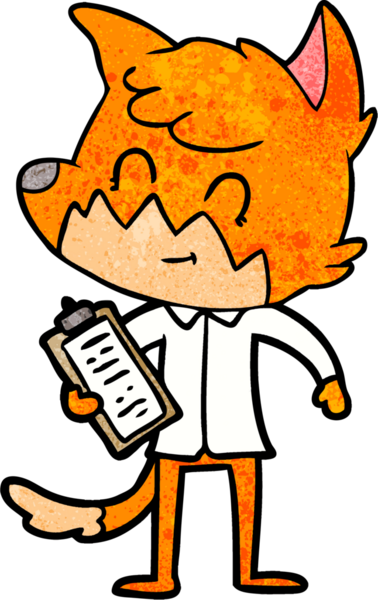 Bir insan tarafından çizilmiş çizgi film arkadaş canlısı tilki yöneticisi.