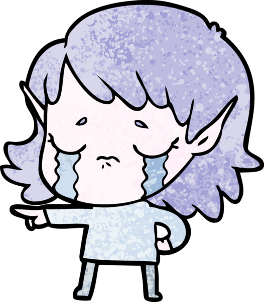 Bir insan tarafından çizilmiş ağlayan elf kızı.