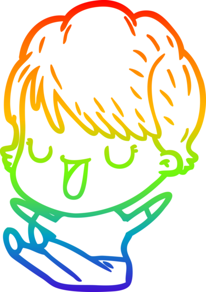 Gökkuşağı gradyan çizgi çizimi bir insan tarafından çizilmiş bir karikatür kadın