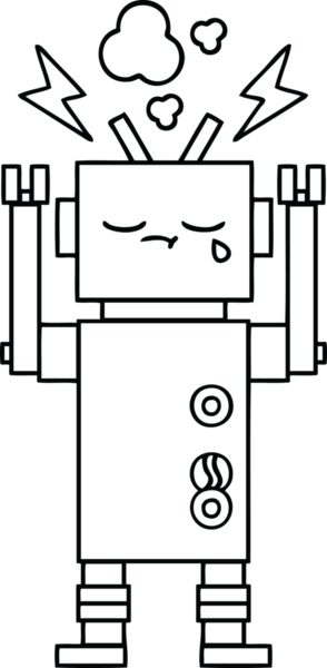 Bir insan tarafından çizilmiş ağlayan bir robot çizimi