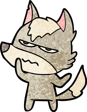 Bir insan tarafından çizilmiş rahatsız kurt çizgi filmi.