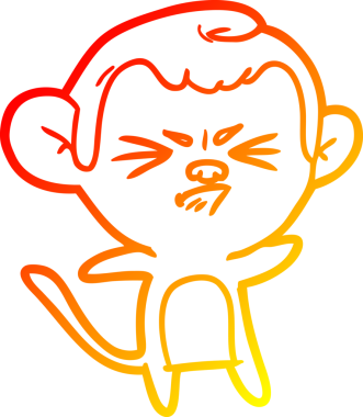 Bir insan tarafından çizilmiş kızgın bir maymunun sıcak çizgi çizimi