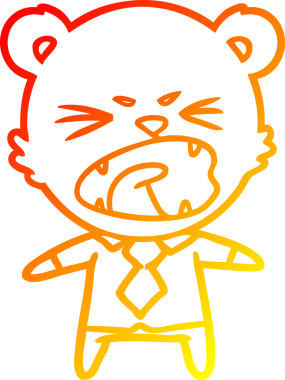 Bir insan tarafından çizilmiş kızgın bir çizgi film ayısının sıcak çizgi çizimi