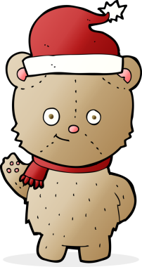 Bir insan tarafından çizilmiş bir çizgi film Noel oyuncak ayısı.