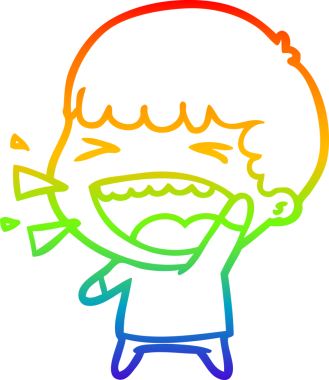 Gökkuşağının gradyan çizimi bir insan tarafından çizilmiş gülen bir adamın çizimi.