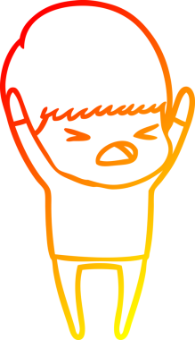 İnsan tarafından çizilmiş bir çizgi filmin sıcak gradyan çizimi.