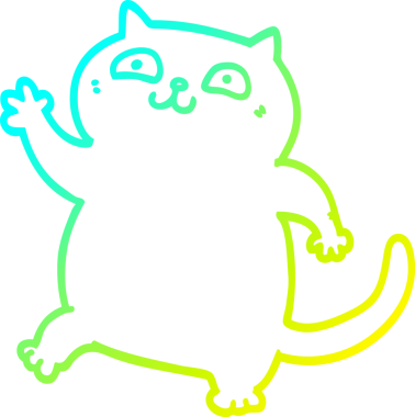 Bir insan tarafından çizilen çizgi film kedisinin soğuk gradyan çizgisi.