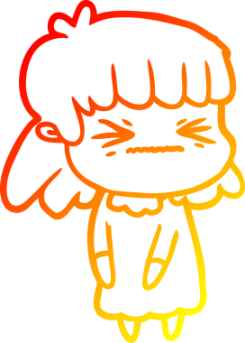 Bir insan tarafından çizilmiş kızgın bir kızın sıcak çizgi çizimi