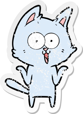 Bir insan tarafından çizilmiş komik bir çizgi film kedisinin sıkıntılı çıkartması.