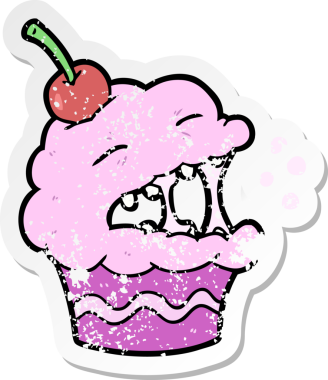 Bir insan tarafından çizilmiş karikatür kekinin sıkıntılı çıkartması.