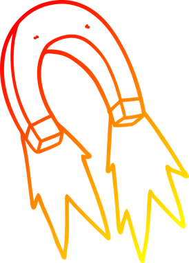 Bir insan tarafından çizilen çizgi film mıknatısının sıcak gradyan çizimi