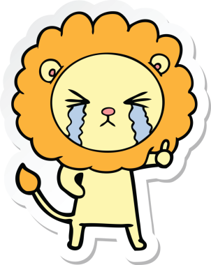 Bir insan tarafından çizilmiş ağlayan bir aslanın çıkartması.