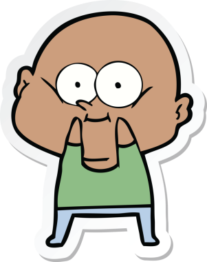 Bir insan tarafından çizilmiş kel bir adamın çıkartması.