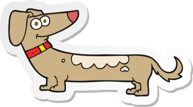 Bir insan tarafından çizilmiş bir köpeğin çıkartması.