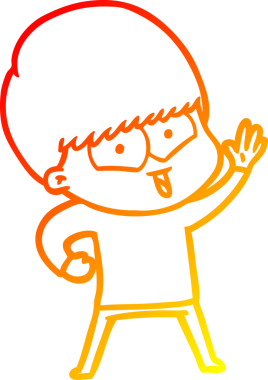 Bir insan tarafından çizilen mutlu bir çocuğun sıcak çizgi çizimi.