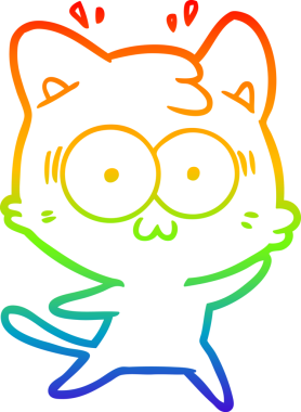 gökkuşağı gradyan çizgi çizimi bir insan tarafından çizilmiş sürpriz bir kedi