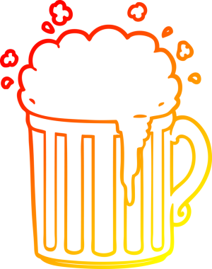 Bir insan tarafından çizilmiş bira bardağının sıcak çizgi çizimi