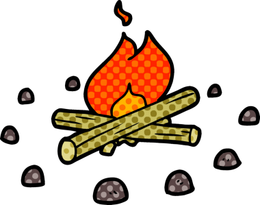 bir insan tarafından çizilmiş karikatür kamp ateşi