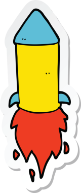 Bir insan tarafından çizilmiş bir roketin çıkartması.