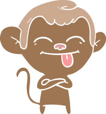 Bir insan tarafından çizilmiş komik düz renkli çizgi film maymunu