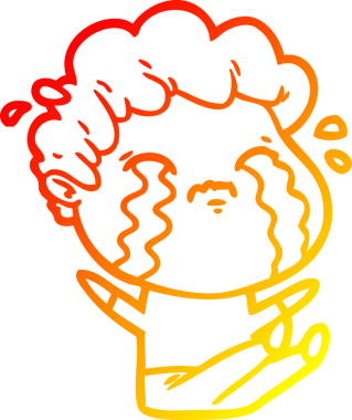 Bir insan tarafından çizilmiş ağlayan bir çizgi film karakteri çizimi.