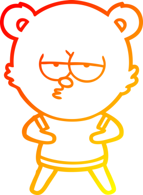 Bir insan tarafından çizilmiş, sıkılmış bir kutup ayısının sıcak çizgi çizimi.