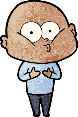 Bir insan tarafından çizilmiş kel bir adam.