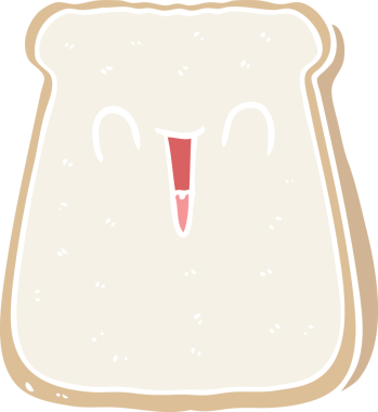 Bir insan tarafından çizilmiş düz renkli bir ekmek dilimi.