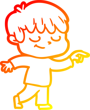 Bir insan tarafından çizilen mutlu bir çocuğun sıcak çizgi çizimi.