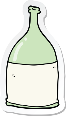 Bir insan tarafından çizilmiş bir karikatür şişesinin etiketi.