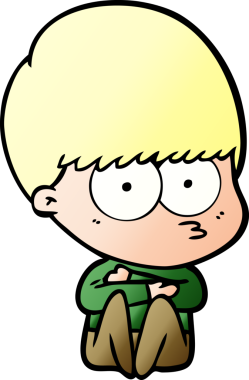 Bir insan tarafından çizilmiş sinirli çizgi film çocuğu.