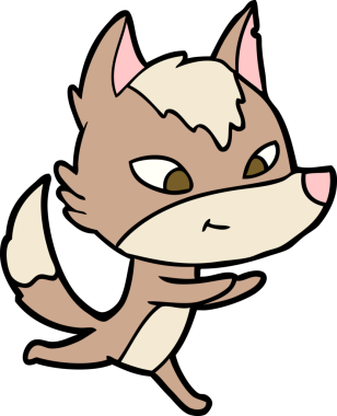 Bir insan tarafından çizilmiş dost canlısı çizgi film kurdu.