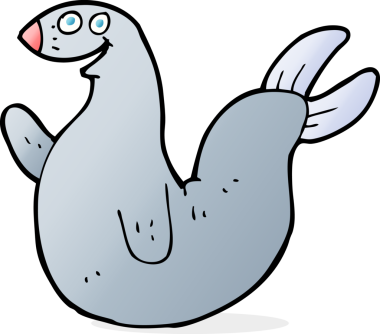 Bir insan tarafından çizilmiş mutlu bir fok.