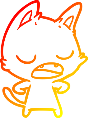 Bir insan tarafından çizilen konuşan kedi çizgi filminin sıcak gradyan çizimi